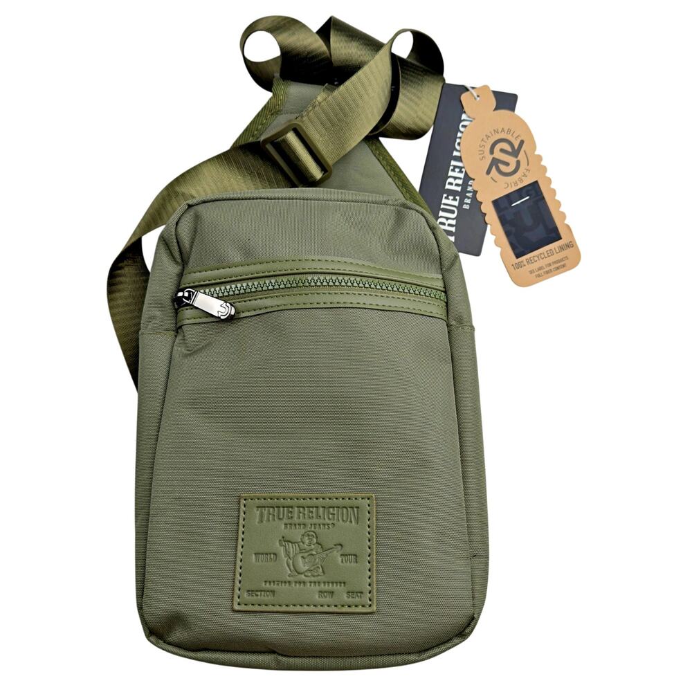True Religion Yeta 2.0 Men's Crossbody Bag Sling Bag Buddha Patch Olive NWT